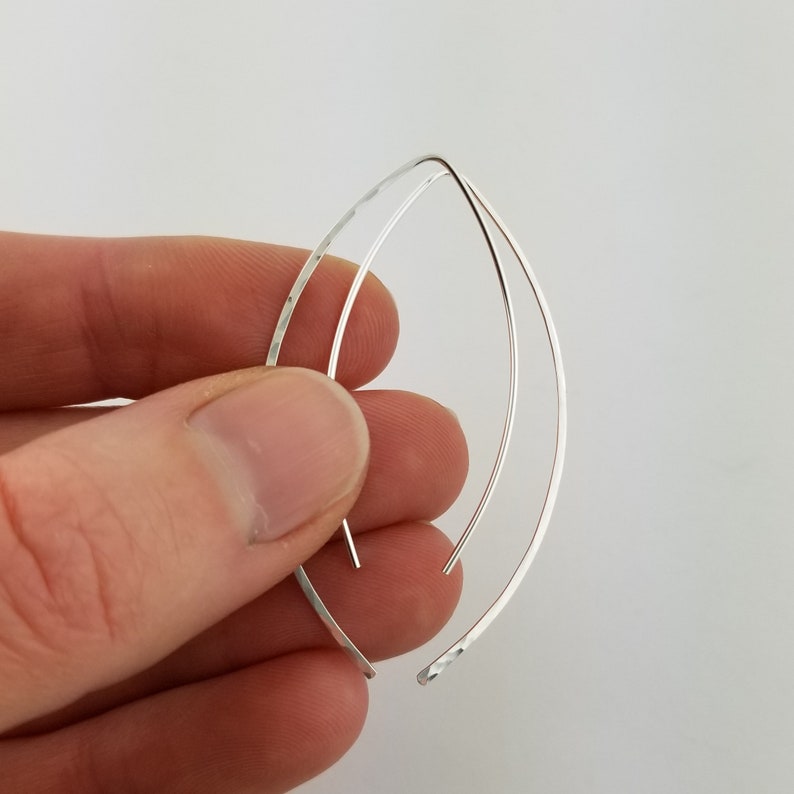 Hammered Silver Threader Earrings Thin 20 Gauge Argentium Etsy