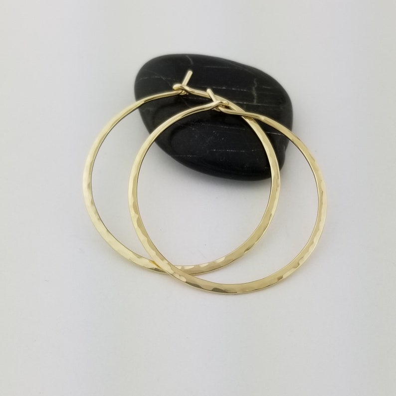 14k Extra Thick Hammered Hoops 16 Gauge Solid 14k Gold Etsy
