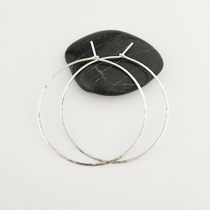 Small to Large Thin Argentium Sterling Silver Hoop Earrings, Hammered Wire Hoop Earrings, Birthday Gift for Teen Daughter