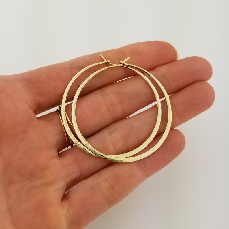Extra Thick Hammered 14k Hoops 16 Gauge Solid 14k Gold Hoops Etsy