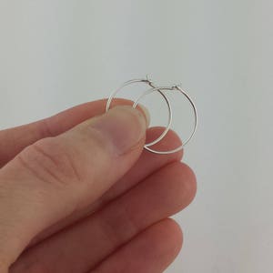 Thin Small Sterling Silver Hoop Earrings 20 Gauge Wire image 3