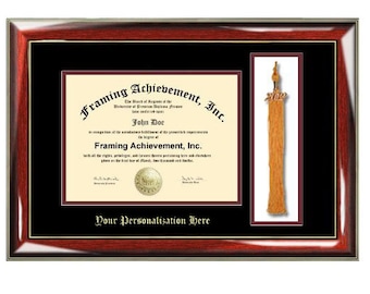 University Diploma Frame with Tassel Box College Graduation Gift Graduate Top mat Black Inner mat Maroon Glossy Prestige Embossed Frame