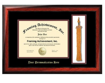 Tassel Holder Diploma Frame College University Graduation Degree Frames Top mat Black Inner mat Maroon Satin Mahogany Gold Embossed