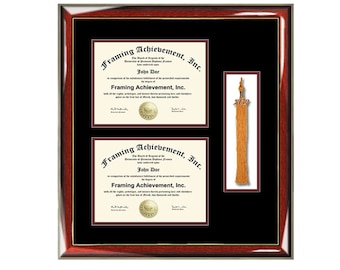 Graduation tassel diploma frame with two degree high school college certificate university document framing tassel holder plaque shadowbox