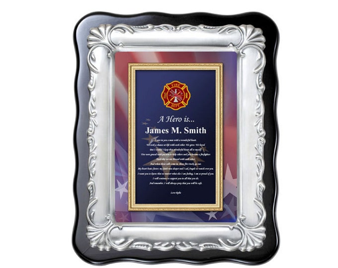 Fireman Firefighter Personalized University Diploma Frames Poetry