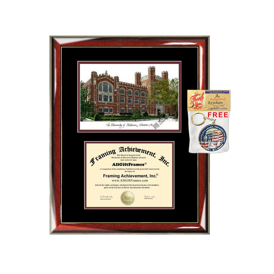 University of Oklahoma Diploma Frame Lithograph Campus Image