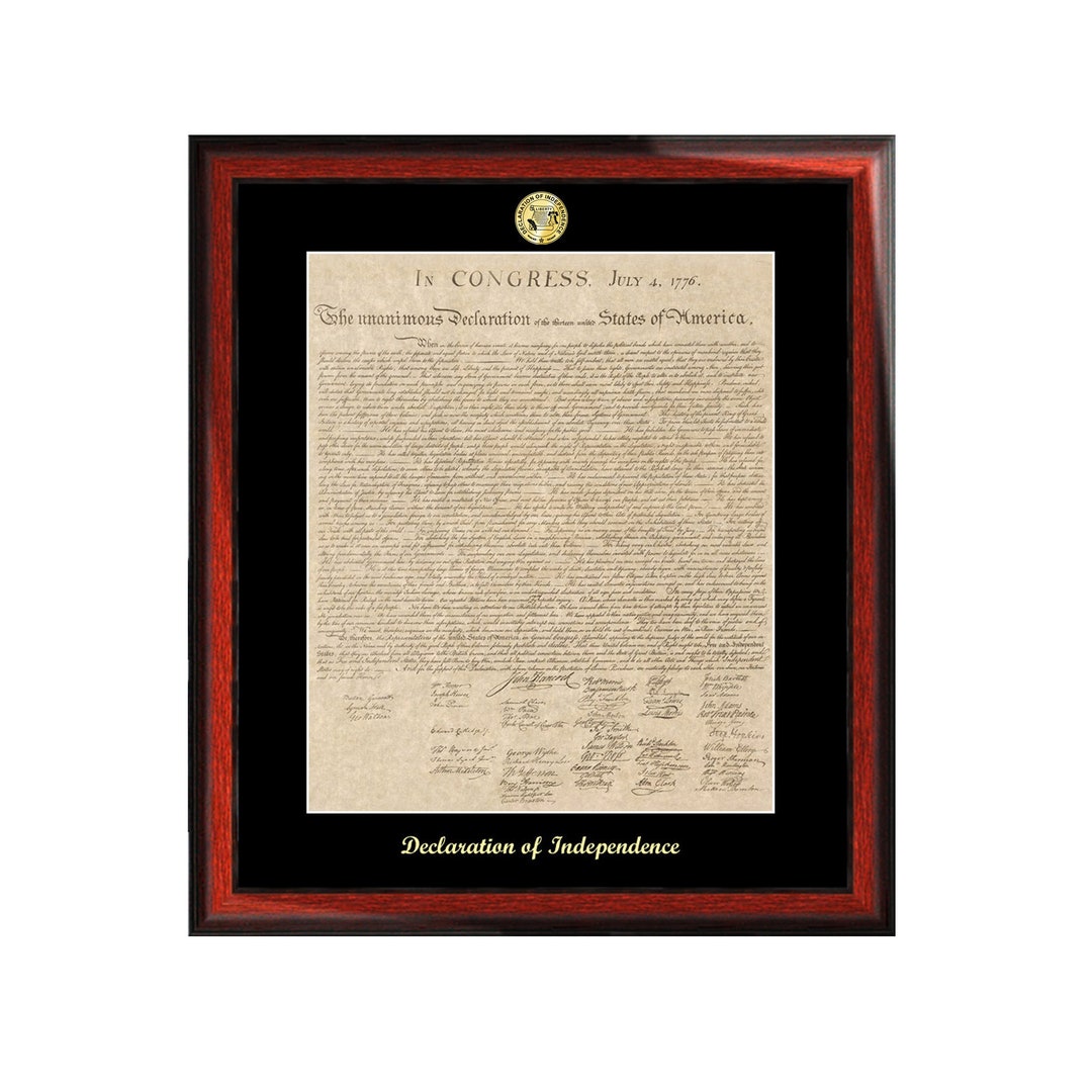 Declaration of Independence Old Antique Replica Print Mahogany Wooden ...