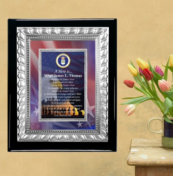Silver Metal Military Plaque Service Recognition Award Display Present Soldier Sailor Marine Corps Air Force Navy Army National Guard