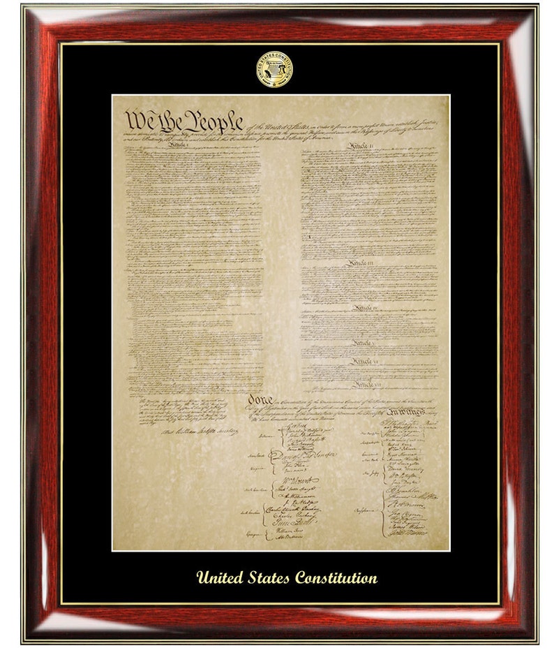 united states constitution frame with gold embossed logo