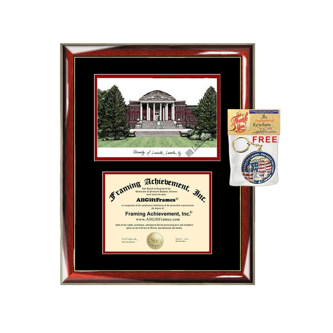 University of Louisville Diploma Frame Lithograph Campus Image