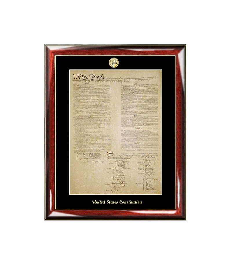United States Constitution Frame With Gold Embossed Logo Etsy