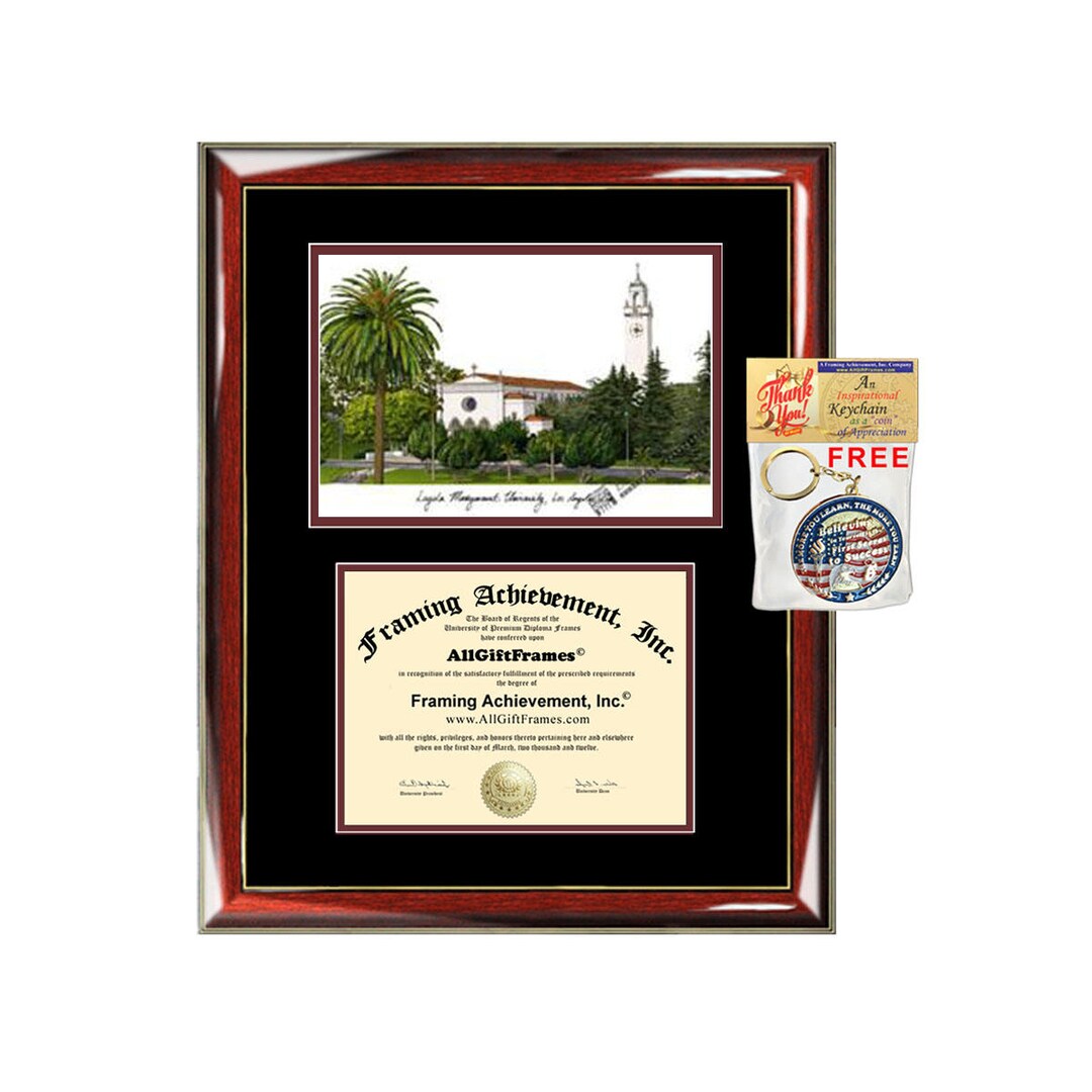 LMU Diploma Frames Lithograph Loyola Marymount University Frame Campus Sketch Certificate