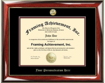 University Diploma Frame Gold Embossing College Major Degree Seal College Graduation Degree Frames Top matted Black Inner mat Maroon