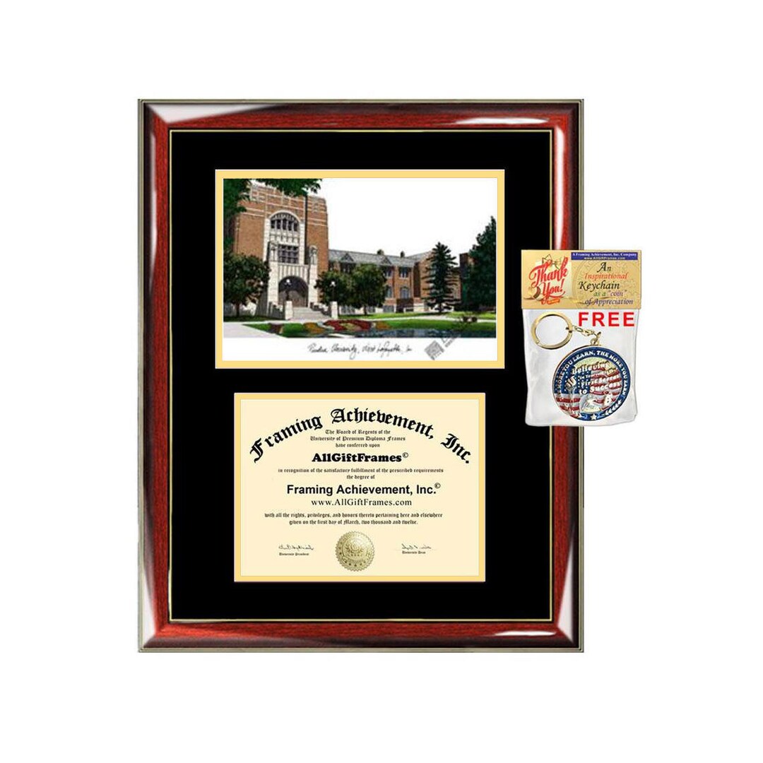 Purdue University Diploma Frames Lithograph Purdue Degree Frame Campus