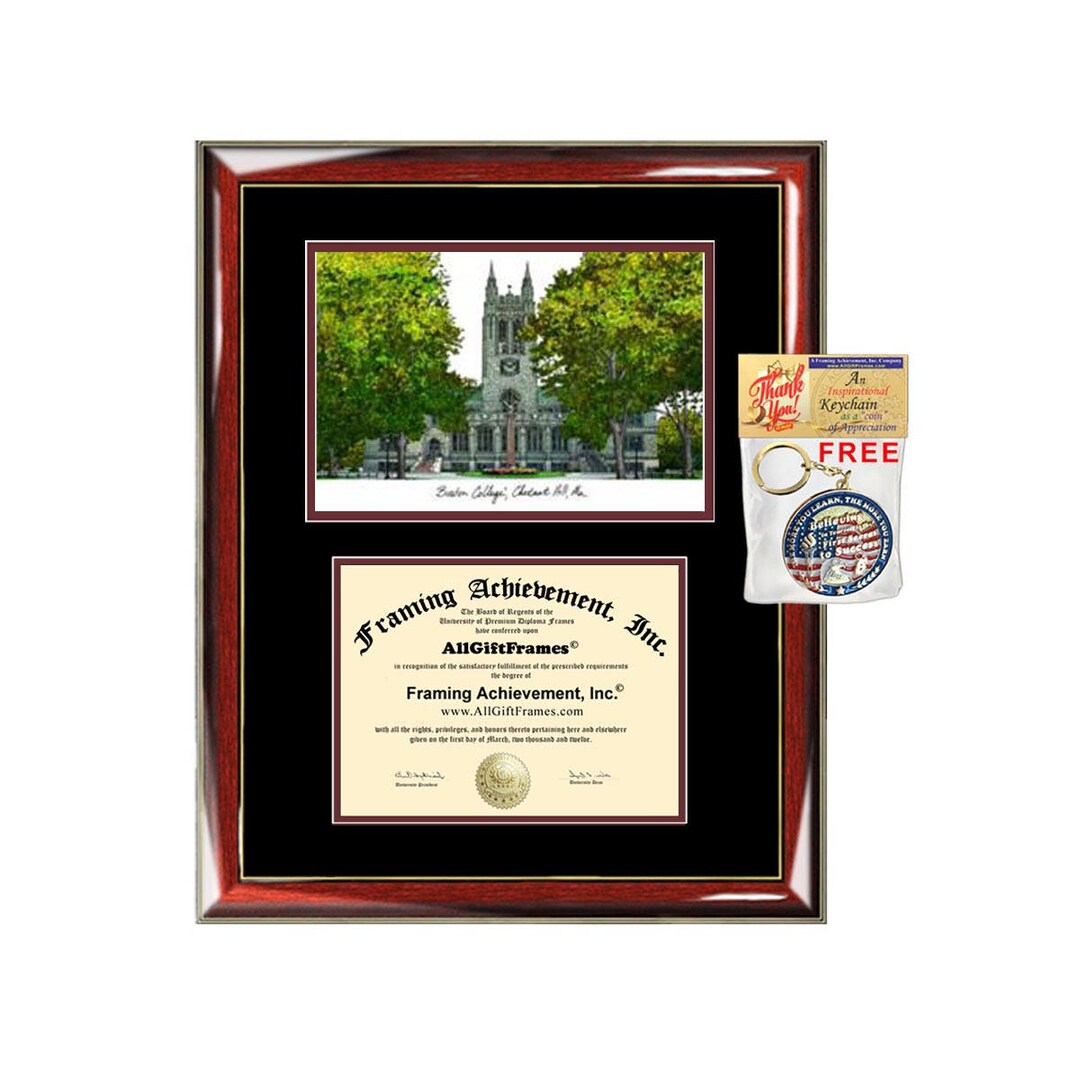 Boston College diploma frame lithograph campus image Boston Etsy Italia