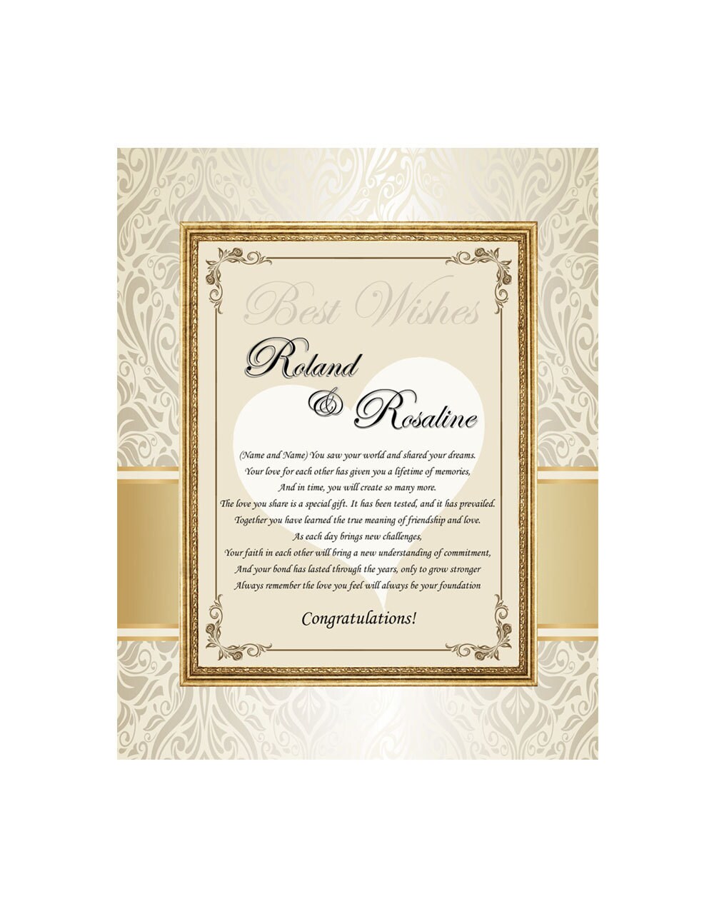Wedding Anniversary Engagement Gift Personalized Poetry Print