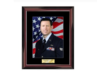 Personalized 8x10 Photo Frame Engraving Etched Picture Framing Mahogany Wood Matted Frames Executive Retirement Military Gift Retirement