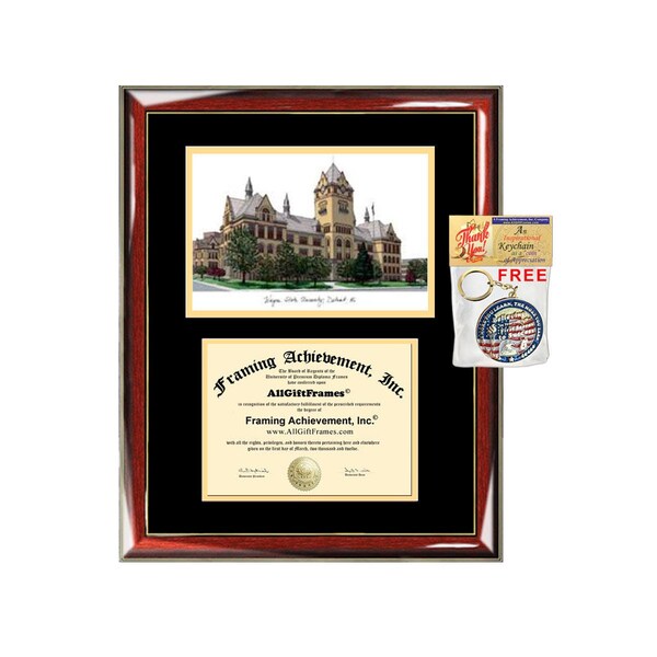 Wayne State University diploma frames lithograph frame WSU campus sketch framing Wayne graduation degree gift college plaque certificate