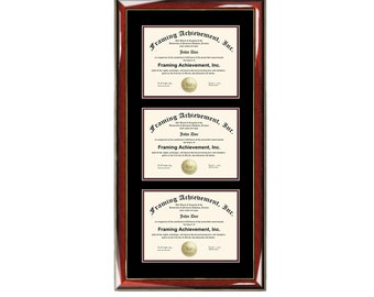 Triple Diploma Frame Certificate Frames University College Plaque Document Holder Framing Three Degrees