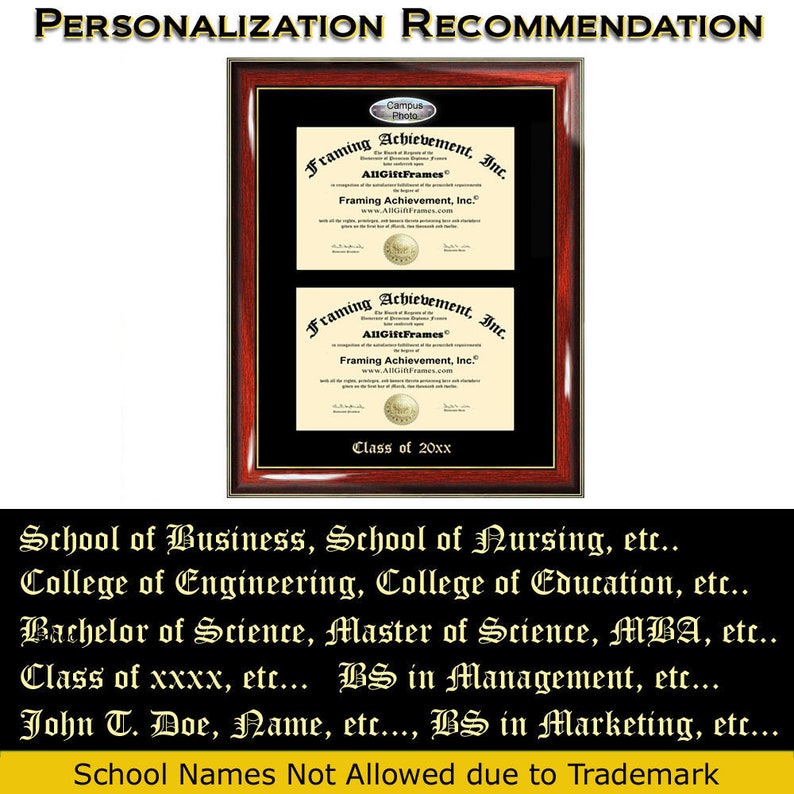 George Fox University Double Diploma Display George Fox Campus Fisheye Photo Two School Major Certificate Frame Emboss Case College Holder