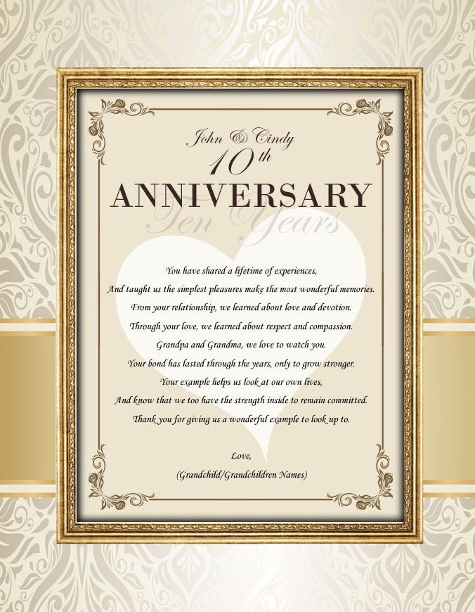 Parents Poetry Anniversary Gift Mother Father Present Unframed