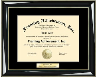 Graduation Diploma Frames Single Black Mat - Glossy Black with Gold Accents - College Diploma Framing Gifts Certificate Frames Graduate