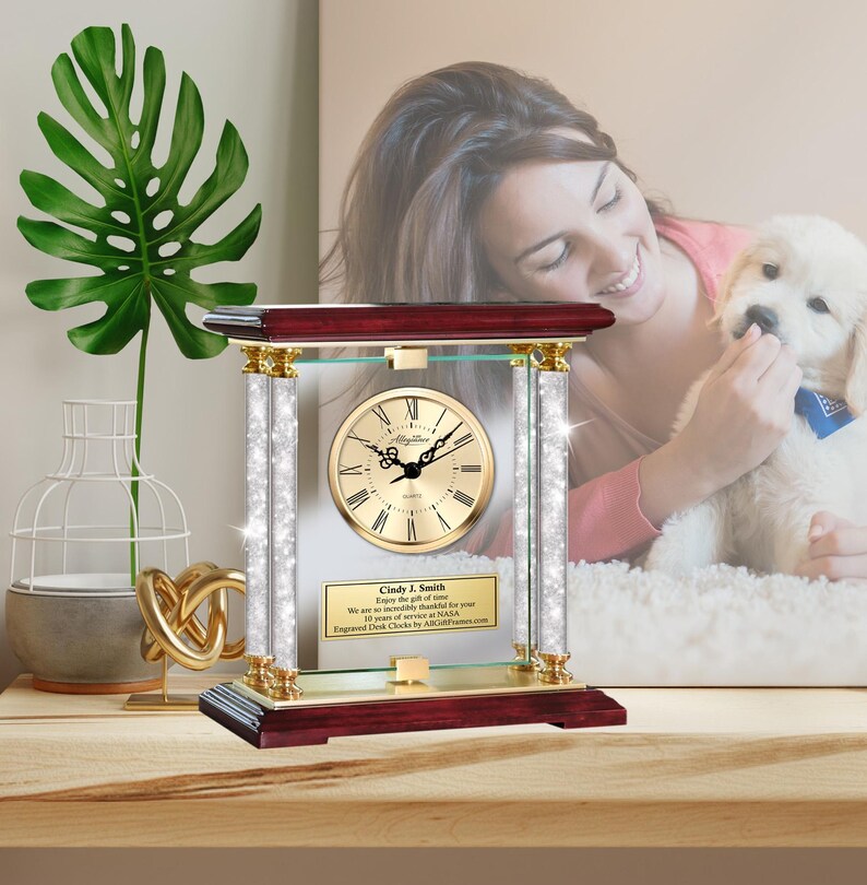 Engineer Gift Personalize Engrave Clock Diamond Column Gold Da Vinci ...