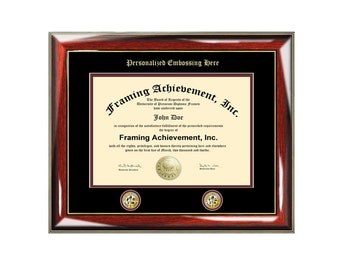 Graduation Diploma Frame Holder University Major Double Logo Embossed Certificate Framing Document License Case Gift Seal College Emblem