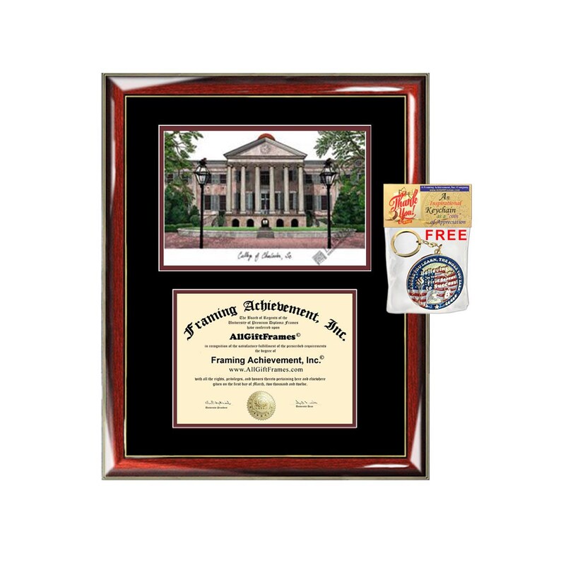 College of Charleston Diploma Frame Lithograph Campus Image Etsy
