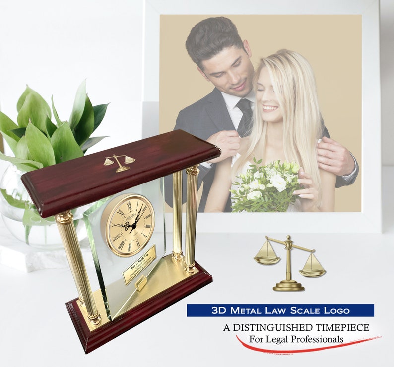 Attorney Gift Engrave Column Clock Personalize Gold Unique Law School ...