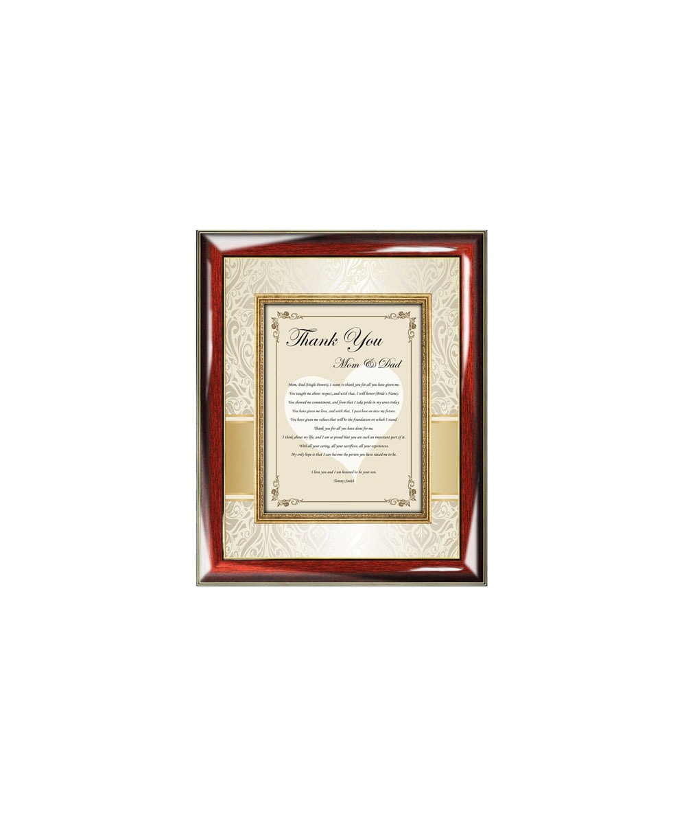 Parents Thank You Poetry Wedding Gift Wall Frame From Groom Son Or