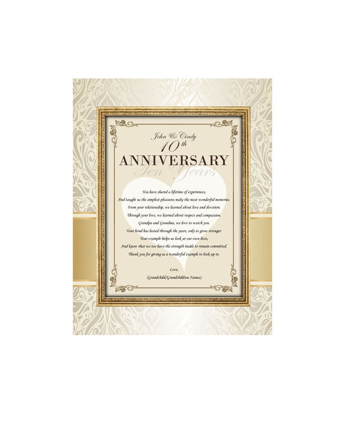 Parents Poetry Anniversary Gift Mother Father Present Unframed