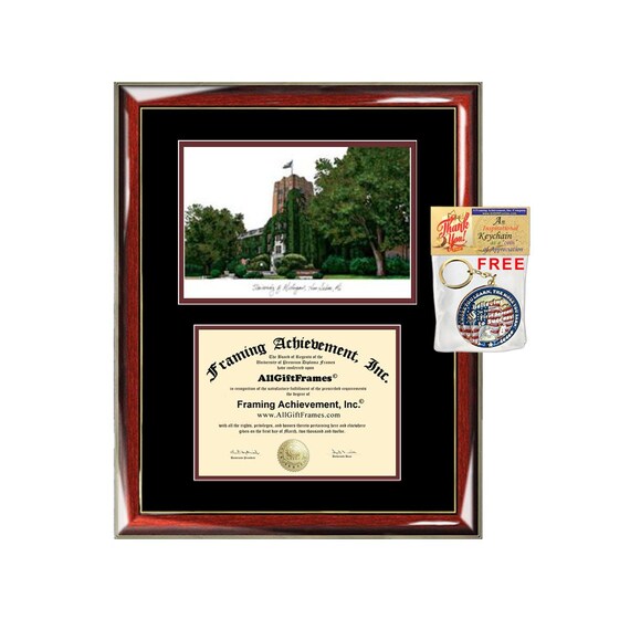 University Of Michigan Diploma Frames Lithograph Frame Sketch Certificate Framing Graduation Degree Gift College Plaque Graduate