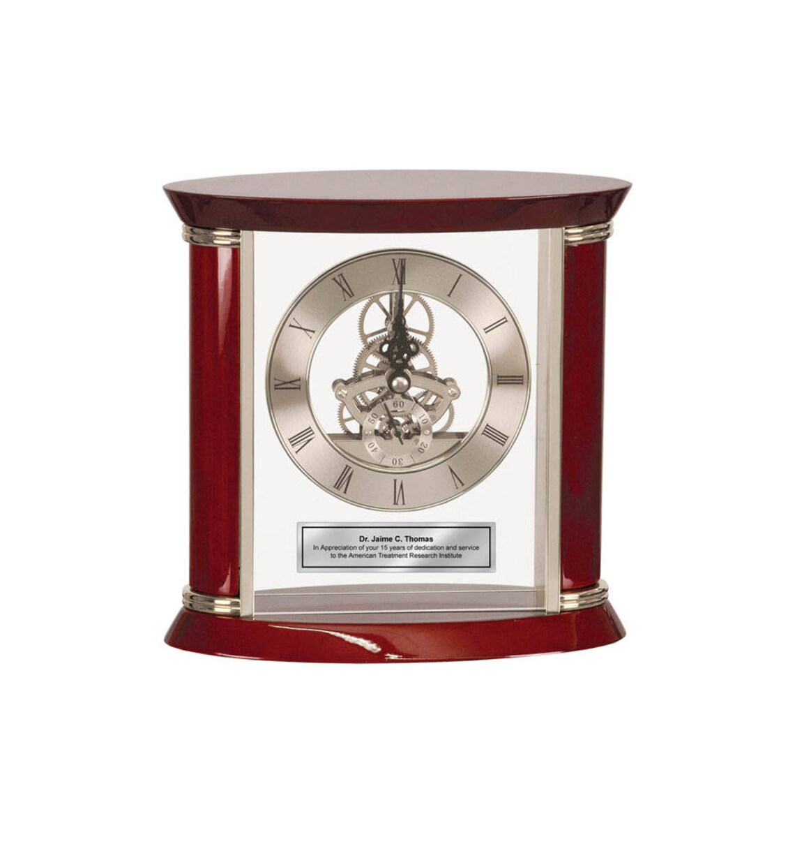 Engraved Desk Clock Personalized Silver Engraving Plate Wood Etsy