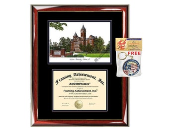 Auburn University diploma frame lithograph campus image certificate Auburn degree frames framing gift graduation lithograph college holder
