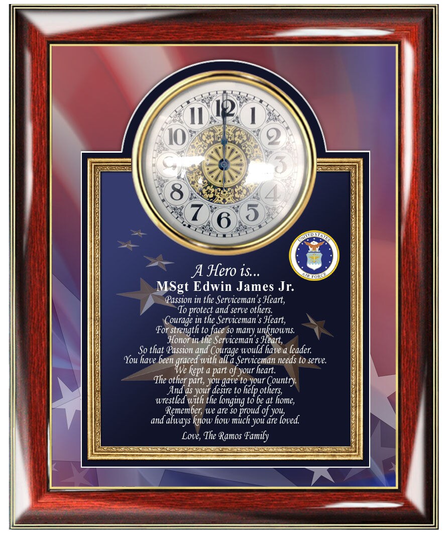 Air Force Plaque Usaf Military Hero Homecoming Personalized Poetry Clock Retirement Presents Boyfriend Husband Father