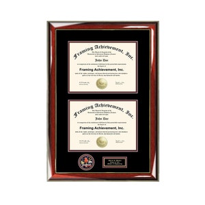 Double College Diploma Case Holder Two Graduation 3D Medal School Dual Degree Certificate Frames Success Academic Medallion Case 2 License