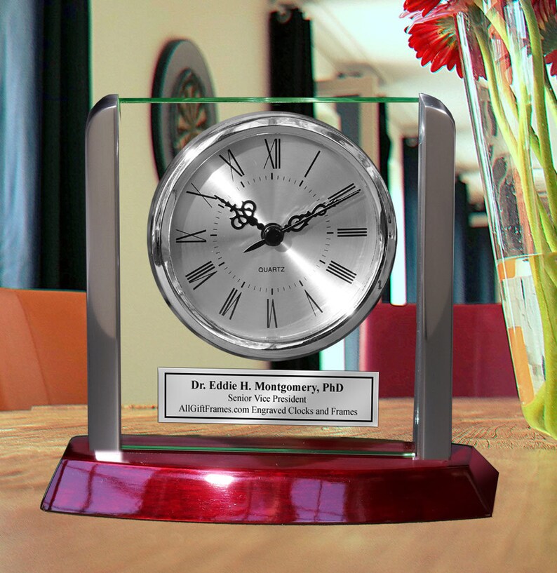 Engraved Employee Recognition Retirement Desk Clock Metal Etsy
