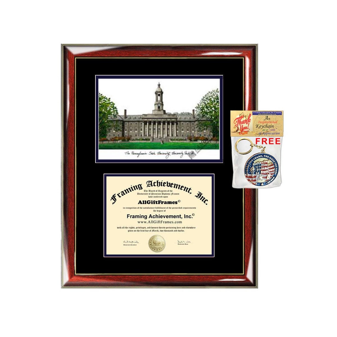 PSU Diploma Frames Penn State University Lithograph Frame Certificate Framing Campus Graduation