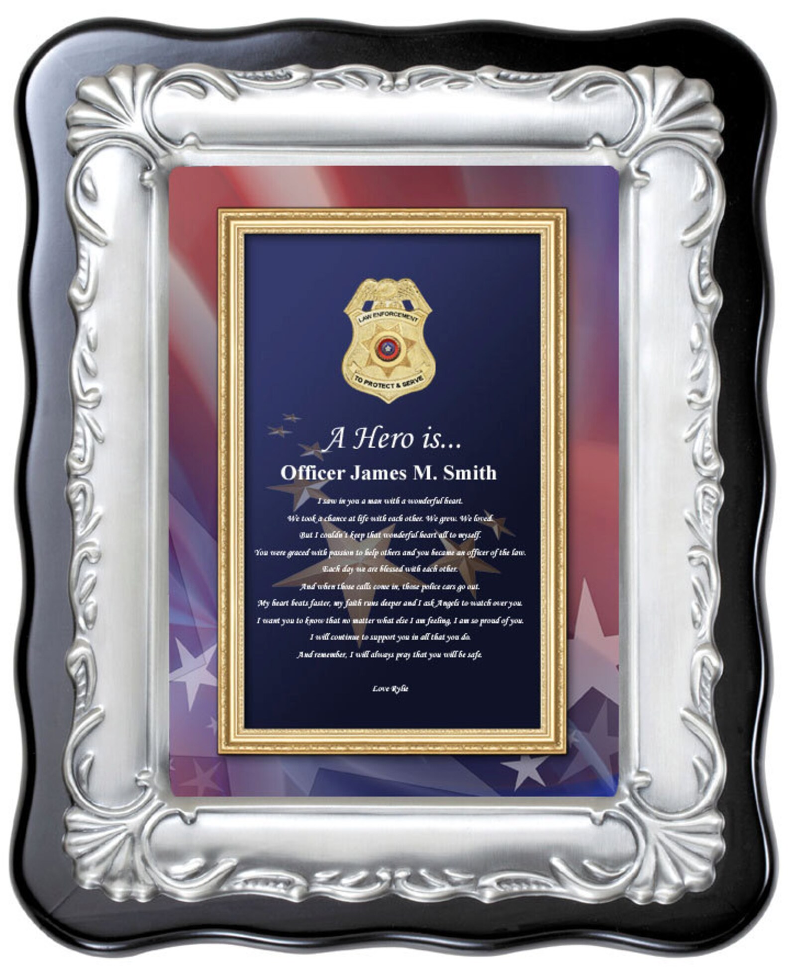 Law Enforcement Gift Policeman Sheriff Present Plaque Love Etsy