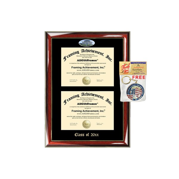 Kennesaw State University Double Diploma Display Frame KSU Campus Fisheye Photo Two School Major Certificate Frame Emboss College Holder