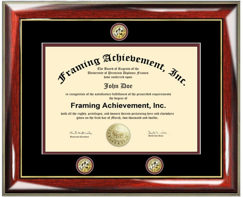University Diploma Frames College Degree Triple Medallion Seal Image 0