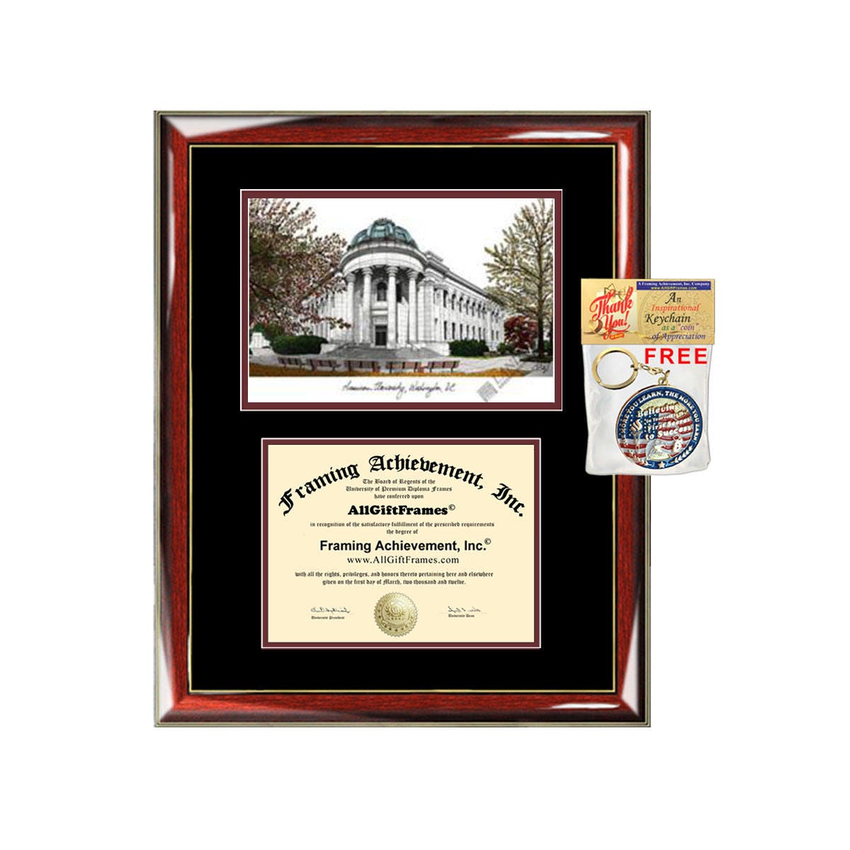 American University diploma frame lithograph campus image Etsy