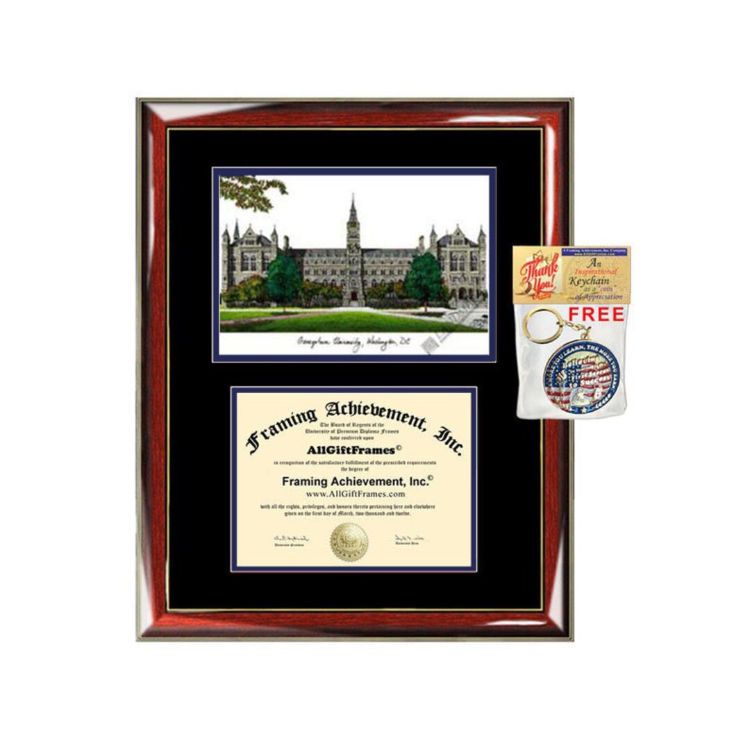 University Diploma Frame Lithograph Campus Image Etsy