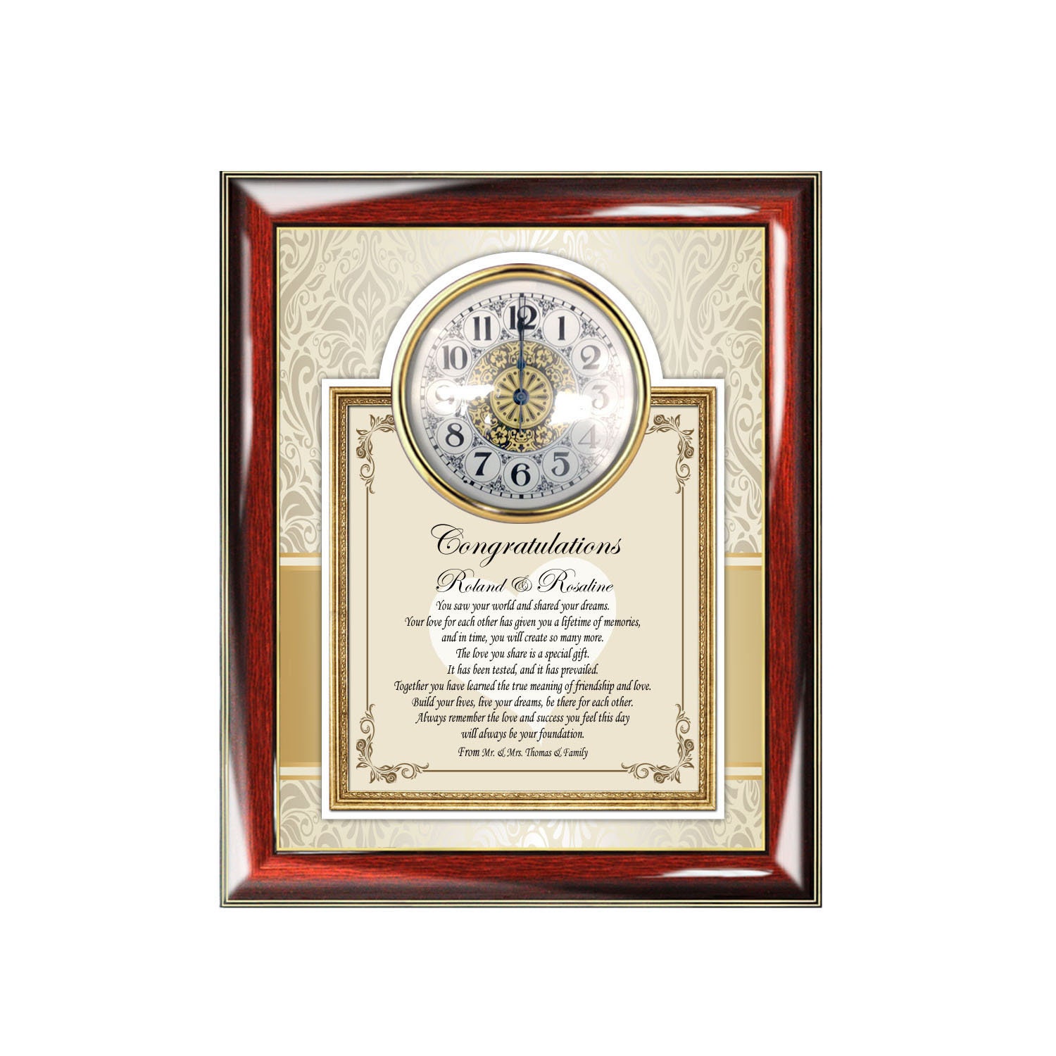 Personalize Wedding Gift Frame Plaque Poem Clock Congratulation