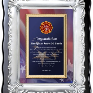 Fire Fighter Graduation Congratulation Poetry Plaque Fireman School ...