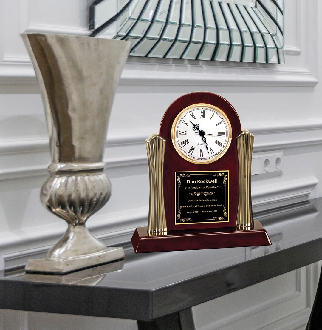 Office Desk Clock Table Custom Engraved Best Seller Wood Clock Etsy