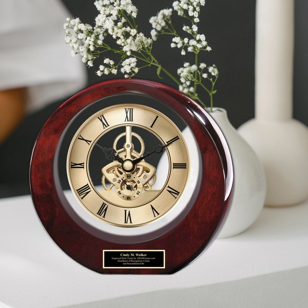 Engineering Desk Clock Gear  Engraved Best Seller Wood Shelf Table Graduation Engineer Corporate Company Retirement Gift Business Promotion