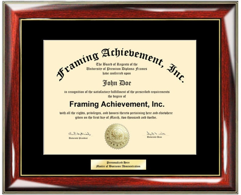 Diploma Frames with Engrave Plate Black Mat Personalized Glossy Prestige College Graduation University Frames Diploma Framing image 1