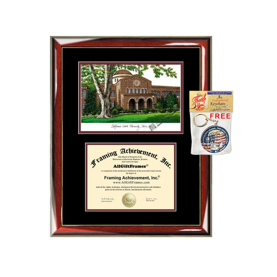 Chico State Diploma Frames Lithograph Campus Sketch California State